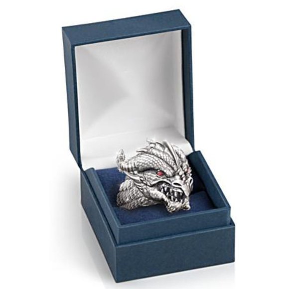 🍁 Unique Charm Powerful Red Eyes Dragon Head Silver Rings Men/Women, PD3… - Picture 6 of 7